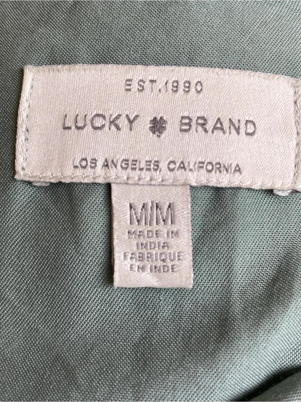 Lucky Brand Sage Green Button Front Ling Sleeve Shirt.